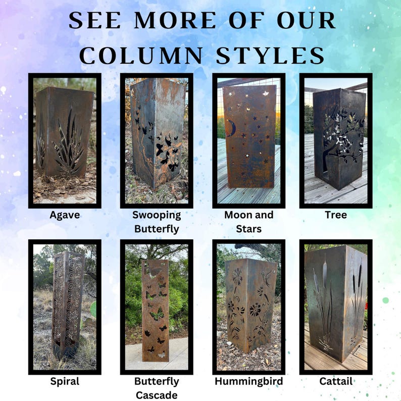 Hummingbird Garden Column, Well Cover, Metal Yard Art, Outdoor Lantern